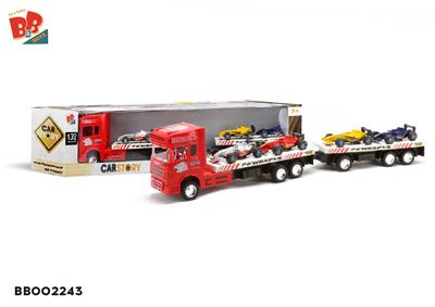 惯性拖头车2节平板（载4只F1） - BB002243