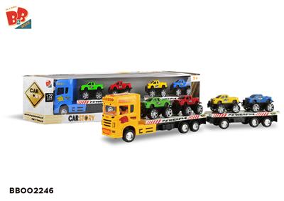 惯性拖头车2节平板（载4只皮卡） - BB002246