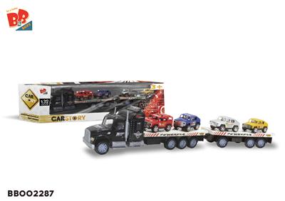 惯性拖头车2节平板（载4只悍马） - BB002287