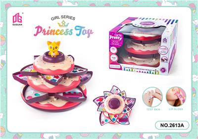 跨境儿童彩妆化妆品饰品旋转蛋糕盒美甲梳扮女孩玩具过家家新款DIY套装 - OBL10000990