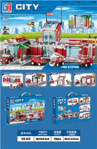 益智城市消防积木4合一弹射消防局带回力消防车套装（808PCS） - OBL10009618