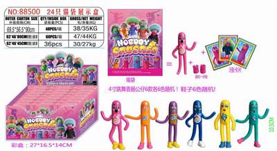 4寸跳舞香肠公仔单只+1对鞋（随机）+3张卡片 锡袋装 24只锡袋展示盒 卡片、6款各6色公仔和鞋子随机 - OBL10014638