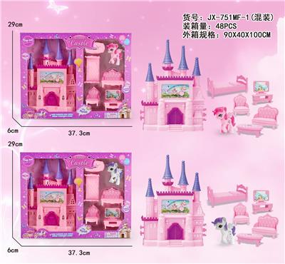 城堡（带灯光音乐包电）配小马，家具 - OBL10019078