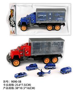 惯性拖头车厢拖4只警车+飞机(塑料) - OBL10022288