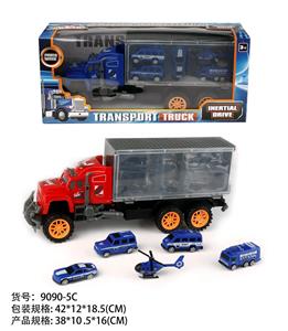 惯性拖头车厢拖4只警车+飞机(塑料) - OBL10022289