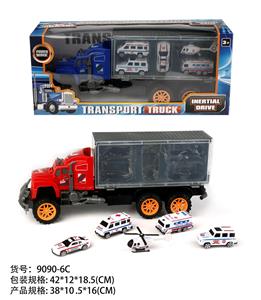 惯性拖头车厢拖4只救护车+飞机(塑料) - OBL10022292