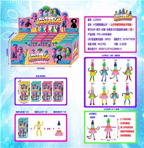 4寸跳舞香肠公仔单只公仔+鞋子+衣服+仿真发18只盲盒展示盒装（1款）  带铁线 环保材质 - OBL10036203
