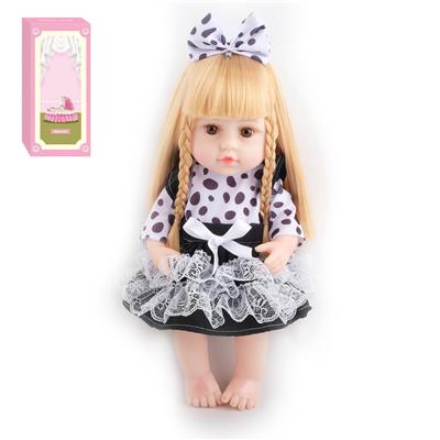 38CM重生娃娃小号全软胶会喝水尿尿尼龙发丝车发带奶嘴，喝水奶瓶，尿布，出生卡 - OBL10047743