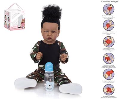 58cm重生娃娃高仿真婴儿娃娃（普通PP车发）带奶瓶，磁性奶嘴，尿布，出生卡,鞋子，带重力感应发声功能 - OBL10049916