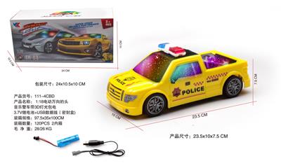 1:18电动万向的士头音乐警车带3D灯光包电（3.7V锂电池+USB数据线） - OBL10056747