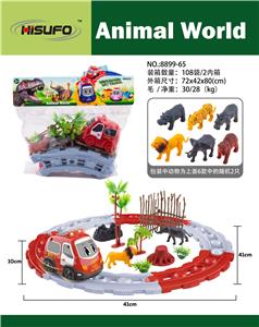 ABS卡通电动音乐消防车轨道之动物乐园套装 - OBL10075987