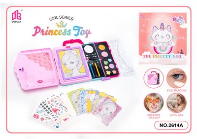 儿童彩妆化妆品饰品美甲梳扮女孩玩具过家家新款DIY画画本
4颗5号电池
（不包电） - OBL10095612