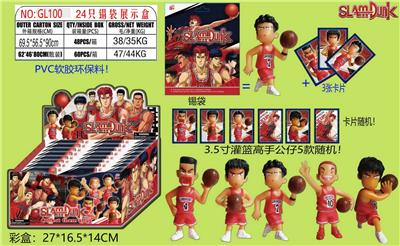 3.5寸灌篮高手公仔单只+3张卡片 锡袋装 24只锡袋展示盒 卡片和5款公仔随机 （PVC软胶环保料） - OBL10106146