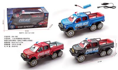 1:16六轮福特皮卡电动万向带前灯光音乐警车（包电3.7V锂电+USB线） - OBL10112352