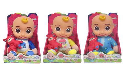 14寸棉身搪胶头cocomelon西瓜校巴JJ超级宝贝带音乐带充棉小熊 - OBL10112807