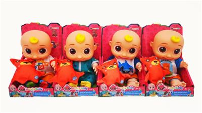 8寸搪胶cocomelon西瓜校巴带音乐配充棉娃娃 - OBL10112811