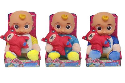 10寸棉身搪胶头cocomelon西瓜校巴JJ超级宝贝带音乐带充棉小熊 - OBL10112813