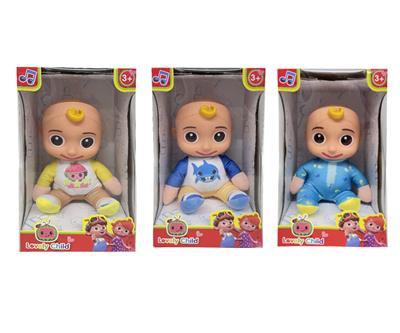 12寸棉身搪胶头cocomelon西瓜校巴JJ超级宝贝带音乐 - OBL10112852