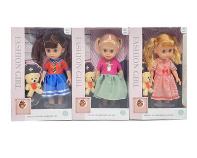 10寸搪胶手空身3D眼时尚肥童娃娃配搪胶小熊（带音乐） - OBL10112880