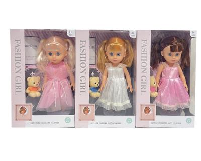 10寸搪胶手空身3D眼时尚肥童娃娃配搪胶小熊（带音乐） - OBL10112882