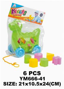 PVC卡头袋装恐龙拖拉智力积木6PCS - OBL10115505