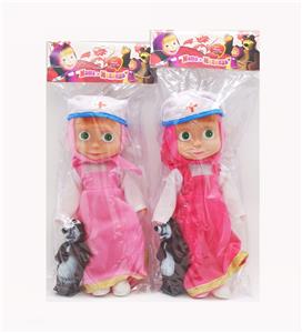 10寸空身带IC玛莎娃娃 带医生帽+熊（粉色、玫红色） 2款混 - OBL10120072