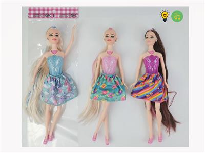 11寸实身关节腿长发灯光音乐（包电3个LR44）喷油身芭比娃娃 - OBL10127752