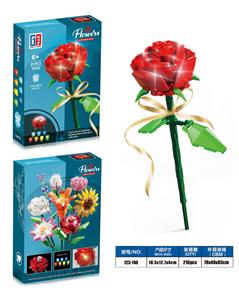 益智女孩花艺积木七彩灯光玫瑰花（81PCS）（可4款混装） - OBL10134179