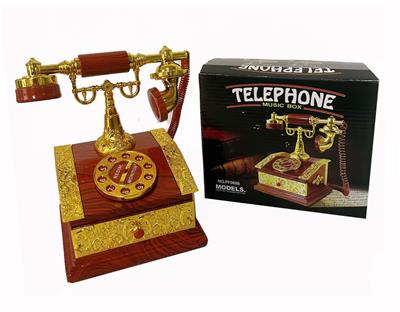 棕色木纹电话八音音乐盒 - OBL10152248