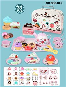 过家家马口铁粉红古典花茶具+甜品 - OBL10161095
