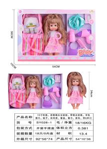 15寸吹瓶，活眼喝水女娃娃.带喝水奶瓶.书包.围巾.梳子.吹风筒.餐盘.纸巾.尿布.带6声IC - OBL10178541