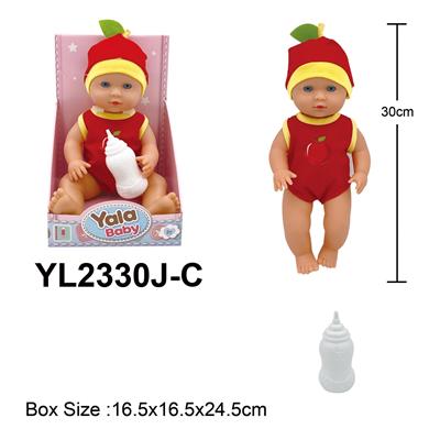 30CM定眼娃娃带喝水小便功能，水果造型衣服 - OBL10190044