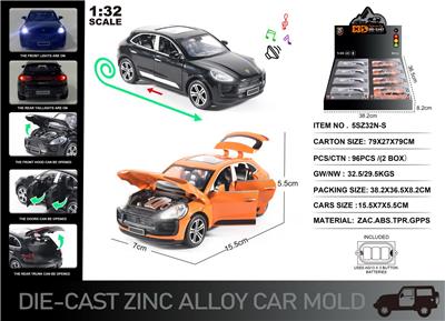 英文1:32压铸锌合金灯光音效保时捷Macan车模8只/展示盒 - OBL10190457
