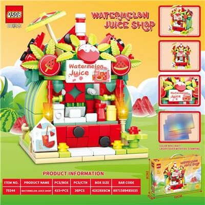 415+pcs新版女孩子精美街景之香甜西瓜汁拼装积木（彩盒采用金银卡印刷工艺）英文版彩盒 - OBL10195306