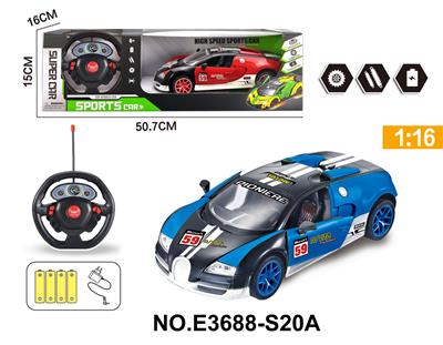 1:16布加迪五通自动开车门遥控赛车（配方向盘遥控器.带充电.带4AA充电电池） - OBL10199649