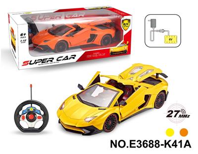 1：12兰博基尼有顶遥控车开四门（配小方向盘遥控器用2粒AA不包，6V700毫安充电电池组,充电器2脚圆） - OBL10199706