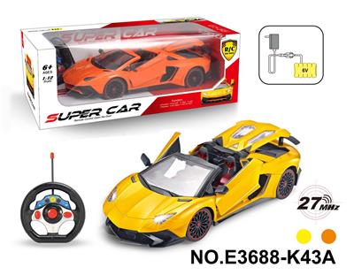 1：12兰博基尼敞篷遥控车开三门（配小方向盘遥控器用2粒AA不包，6V700毫安充电电池组,充电器2脚圆） - OBL10199708