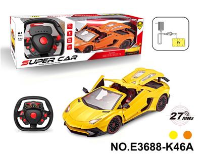 1：12兰博基尼有顶遥控车开四门（配大方向盘遥控器用2粒AA不包，6V700毫安充电电池组,充电器2脚圆） - OBL10199711