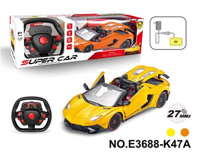 1：12兰博基尼敞篷遥控车开三门（配大方向盘遥控器用2粒AA不包，6V700毫安充电电池组,充电器2脚圆） - OBL10199712