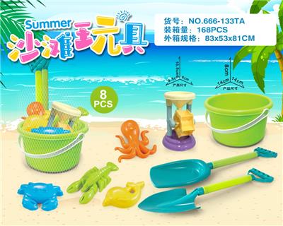 绿桶配沙滩配件+小沙漏(8PCS） - OBL10200317