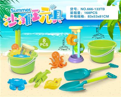 绿桶配沙滩配件+沙漏(8PCS） - OBL10200318
