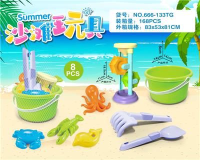 绿桶配沙滩配件+沙漏(8PCS） - OBL10200323