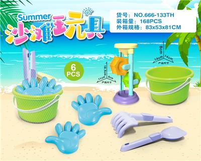 绿桶配沙滩配件+沙漏(6PCS） - OBL10200324