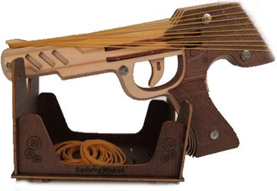 木质DIY组装连发模型皮筋手枪 - OBL10203668