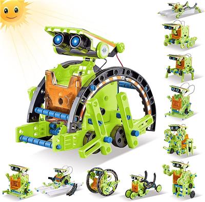 STEM DIY12合1太阳能机器人 电池版-太阳能机器人套装儿童学习和教育玩具,12 合 1 STEM 玩具,太阳能科学搭建套件 DIY 机器人套装,科学,技术,数学技能 - 在陆地和水上移动 1.【12种不同类型的机器人】:12种不同的建筑机器人，可以在陆地或水上移动，为您的孩子建造，根据复杂性分为两个级别，从入门级开始，年龄较小的孩子到 - OBL10204105
