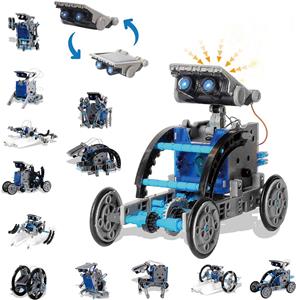 12合1太阳能机器人 太阳能机器人套装儿童学习和教育玩具,12 合 1 STEM 玩具,太阳能科学搭建套件 DIY 机器人套装,科学,技术,数学技能 - 在陆地和水上移动-蓝色 - OBL10204119