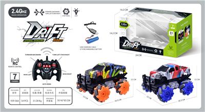 开窗盒/2.4G遥控特技越野四驱涂鸦皮卡车带灯光 - OBL10210051