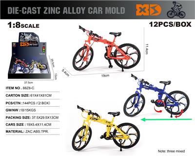 英文1:8压铸锌合金折叠直把山地自行车12只/展示盒 - OBL10211083