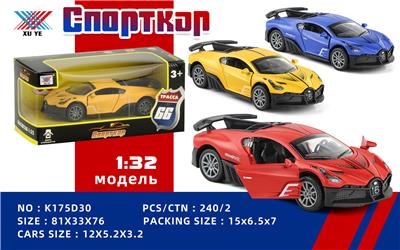 1:32 合金车模 布加迪 开门回力（1只装）俄文 - OBL10213638