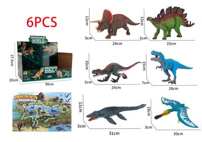 聚氯PVC仿真恐龙混装6款带地图展示盒3 - OBL10214417